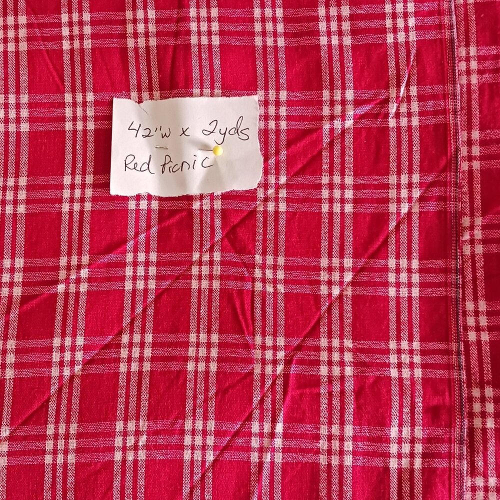 2 Yards Red & White Picnic Fabric